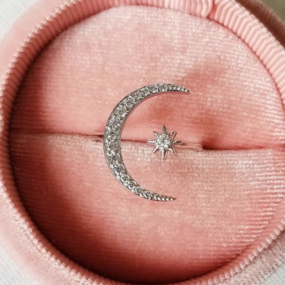 NEw Star/moon open adjustable sterling silverring - Picture 3 of 3